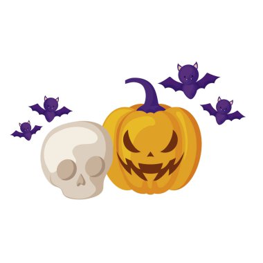 kafatası ve simgeleri cadılar bayramı ile kabak