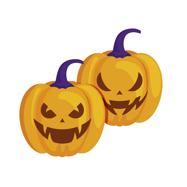 Calabazas de halloween icono aislado tradicional — Vector de stock