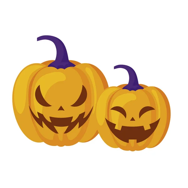 Halloween pumpkins traditional isolated icon — Stock Vector