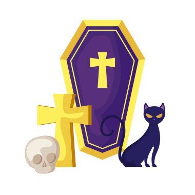 cadılar bayramı simgeleri ile kedi kedi