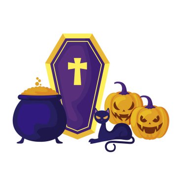 kedi ve simgeleri cadılar bayramı ile kabaklar