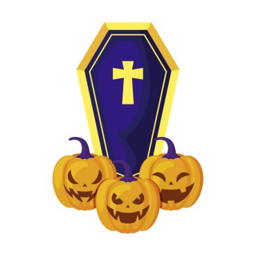 tabut izole simgesi ile halloween kabaklar