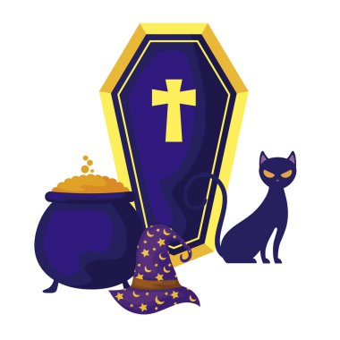 simgeleri cadılar bayramı ile sihirbaz şapka