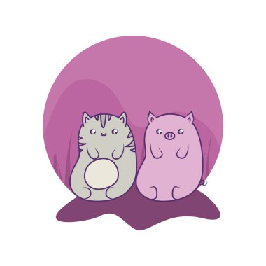 piggy bebek hayvanlar kawaii ile sevimli kedi