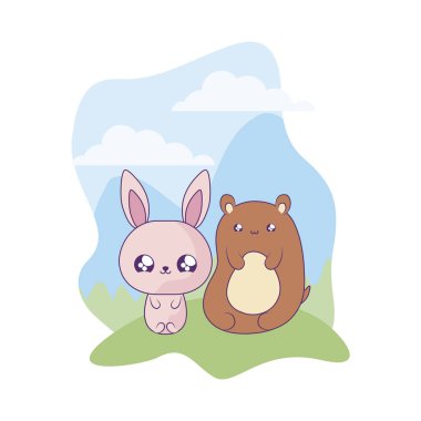 ayı bebek hayvanlar kawaii ile sevimli tavşan