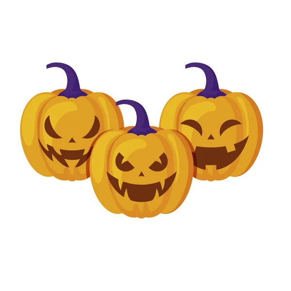 Citrouilles halloween icône isolée traditionnelle — Image vectorielle