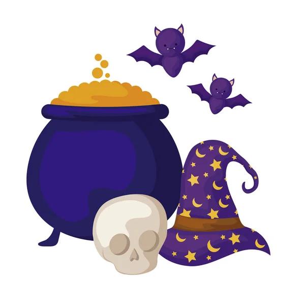 Kittel med set ikoner Halloween — Stock vektor