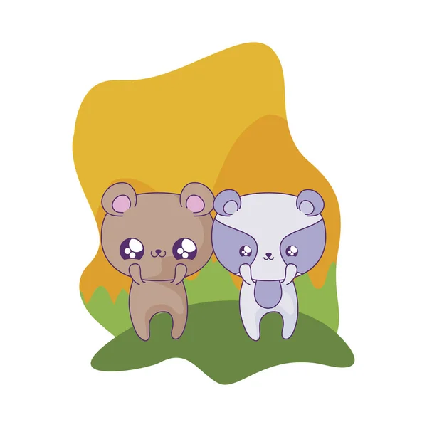 Raton drăguț cu animale de urs kawaii — Vector de stoc