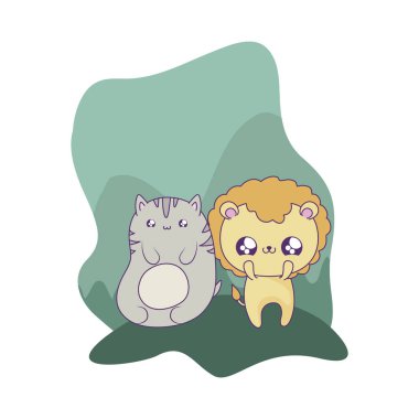 kedi hayvanlar bebek kawaii ile sevimli aslan