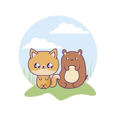 ayı bebek hayvanlar kawaii ile sevimli tilki