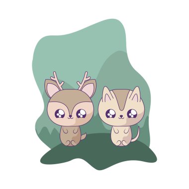 kedi hayvanlar bebek kawaii ile sevimli reindeer