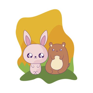 ayı bebek hayvanlar kawaii ile sevimli tavşan