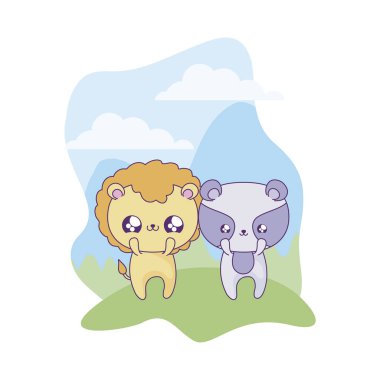 rakun bebek hayvanlar kawaii ile sevimli aslan