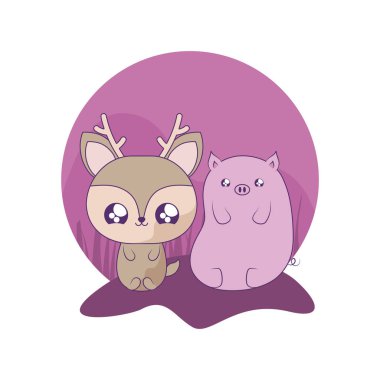 domuzcuk bebek hayvanlar kawaii ile sevimli reindeer