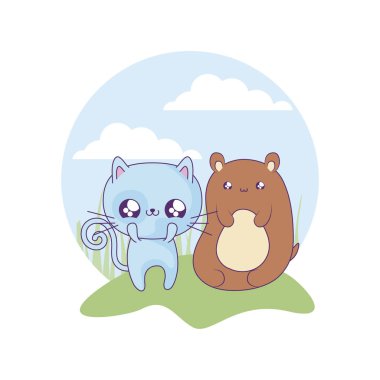 ayı bebek hayvanlar kawaii ile sevimli kedi