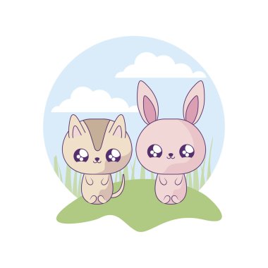 tavşan bebek hayvanlar kawaii ile sevimli kedi