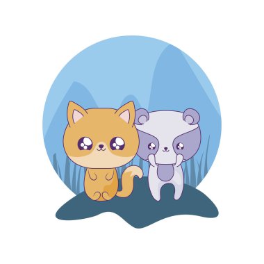 tilki bebek hayvanlar kawaii ile sevimli rakun