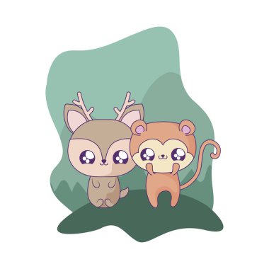 maymun bebek hayvanlar kawaii ile sevimli reindeer