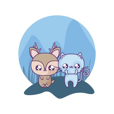 kedi hayvanlar bebek kawaii ile sevimli reindeer