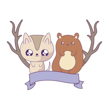 ayı bebek hayvanlar kawaii ile sevimli kedi