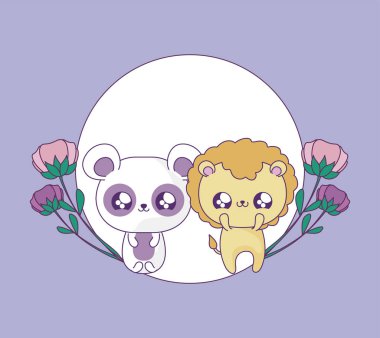 panda ayı bebek hayvanlar kawaii ile sevimli aslan