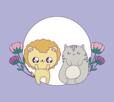 kedi hayvanlar bebek kawaii ile sevimli aslan