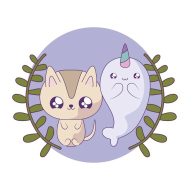 kedi hayvanlar bebek kawaii ile sevimli deniz gergedanı