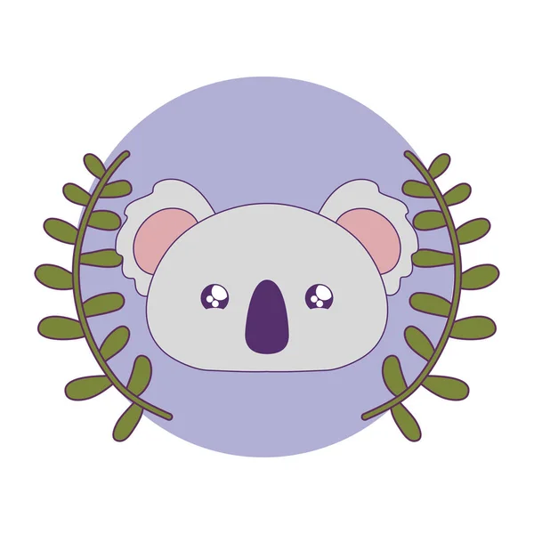 Cute head of koala animal baby kawaii — Stock Vector