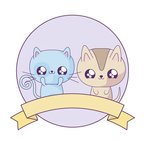 Lindos gatos bebé animales kawaii — Archivo Imágenes Vectoriales