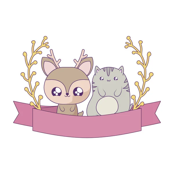 Mignon Chat Avec Panda Ours Bebe Animaux Kawaii Image Vectorielle Par Djv C Illustration