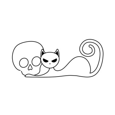 kafatası ile cadılar bayramı kedi kedi hayvan