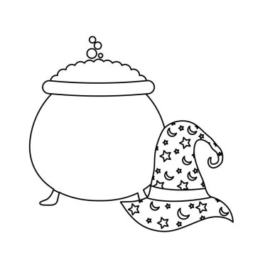 şapka sihirbazı ile cadılar bayramı kazanı