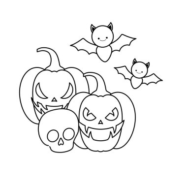 kafatası ve yarasalar uçan cadılar bayramı kabaklar