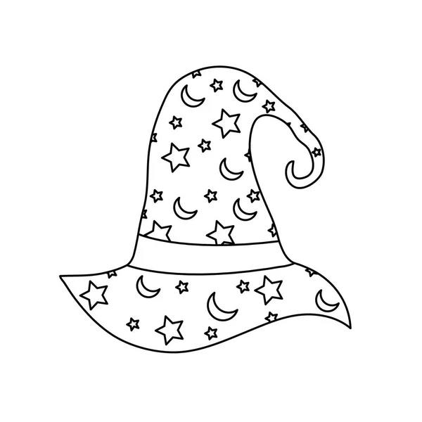 Chapeau sorcier icône isolée traditionnelle — Image vectorielle