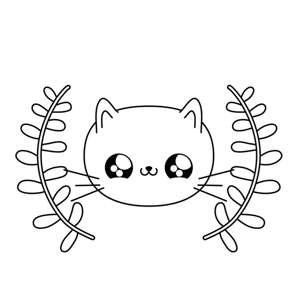 귀여운 고양이 아기 동물 가와이의 머리 — 스톡 벡터