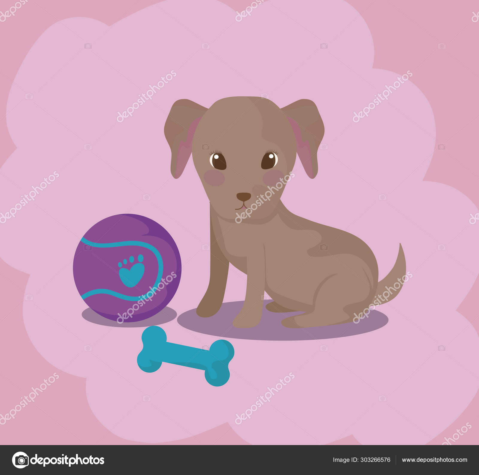 Chiot Mignon Chien Bebe Animal Avec Jouets Image Vectorielle Par Djv C Illustration