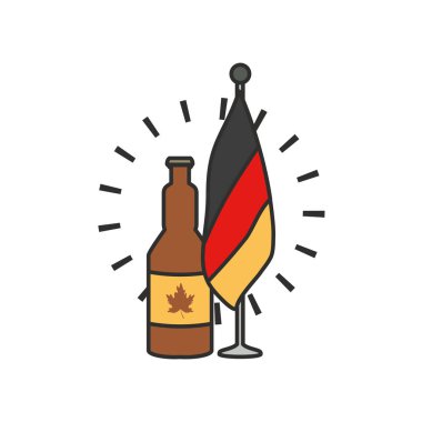 kutup oktoberfest festivalinde Almanya bayrağı ile bira şişesi