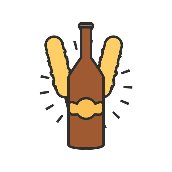 Cerveza botella con broaster salchicha oktoberfest — Vector de stock