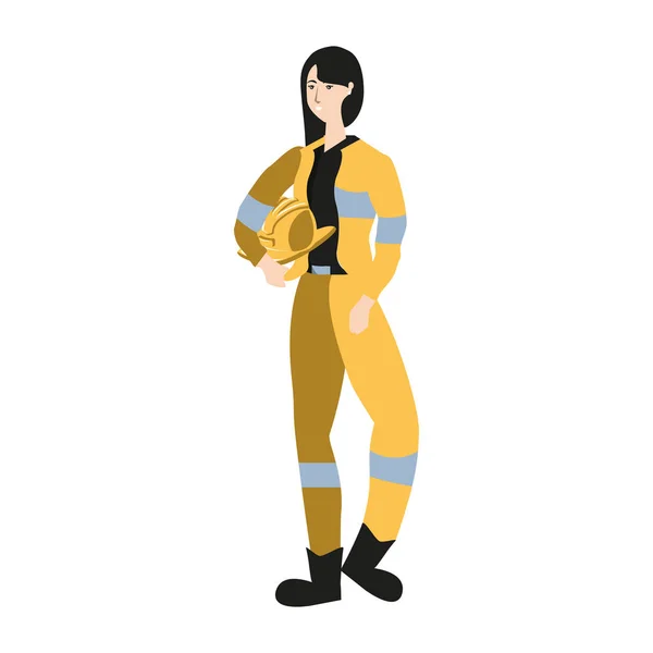 Kvinnlig brandman Worker avatar karaktär — Stock vektor