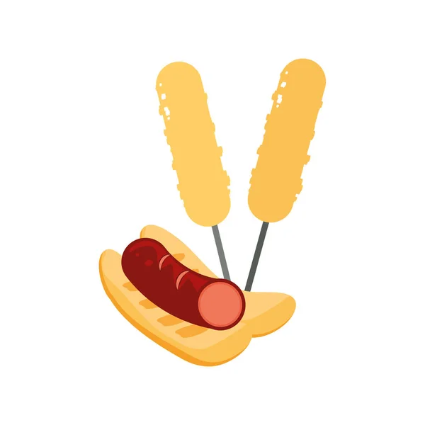 美味的香肠食品图标 — 图库矢量图片