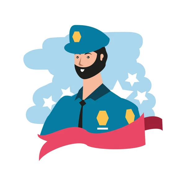 Polizist Arbeiter Avatar Charakter — Stockvektor