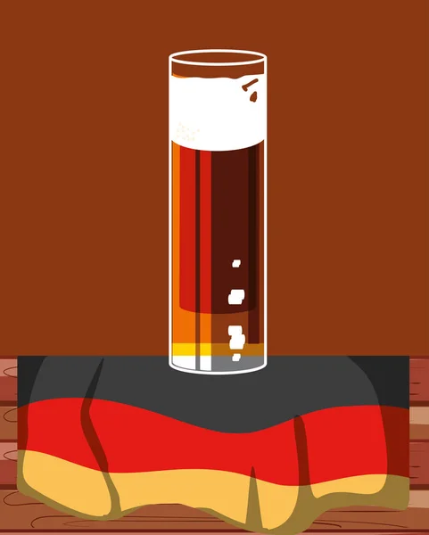 Verre de bière avec drapeau allemand icône oktoberfest — Image vectorielle