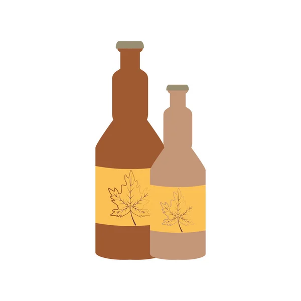 Botellas cervezas oktoberfest festival iconos — Vector de stock