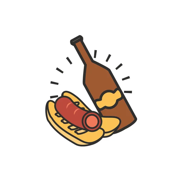 ボトルビールとホットドッグオクトーバーフェストフェスティバル — ストックベクタ