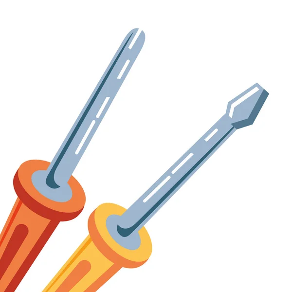 Conjunto de ferramentas de chaves de fenda lidar com ícone isolado — Vetor de Stock