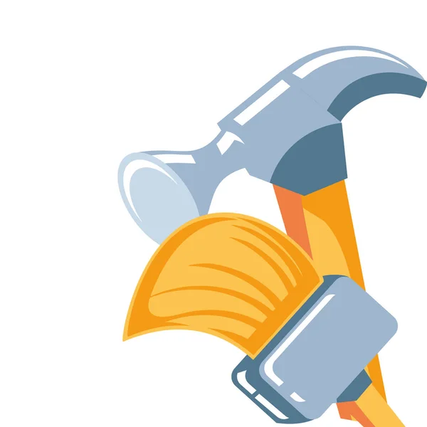 带油漆刷工具的锤子 — 图库矢量图片