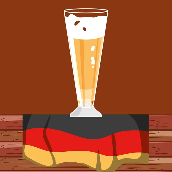 Glas Bier mit Deutschlandfahne oktoberfest-Symbol — Stockvektor