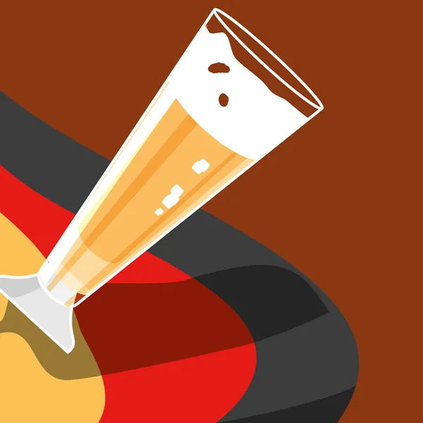 Bicchiere di birra con icona dell'oktoberfest bandiera tedesca — Vettoriale Stock