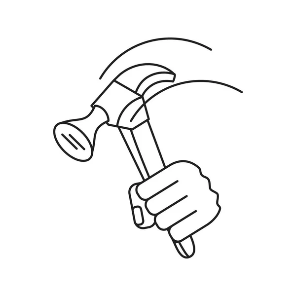 Hammer tool with hand fist power — Stock Vector