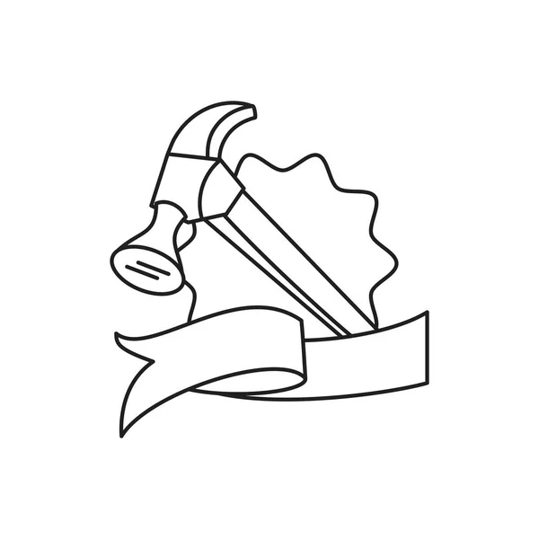 Herramienta de martillo en sello icono aislado — Archivo Imágenes Vectoriales